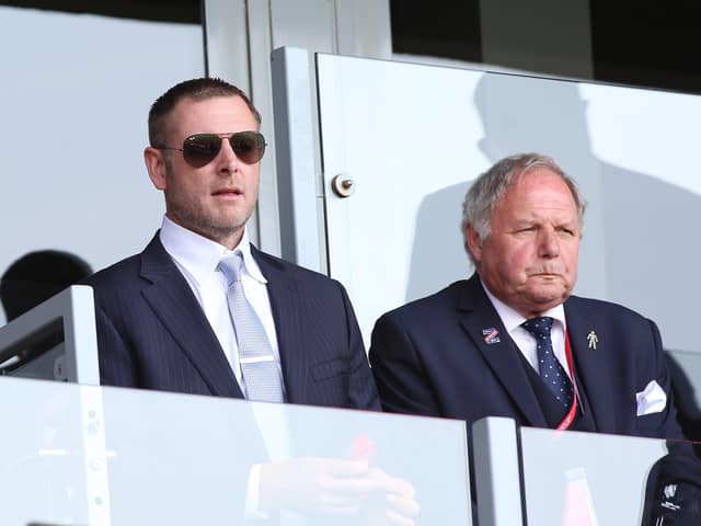 Barry Fry (right) with Posh chairman Darragh MacAnthony.