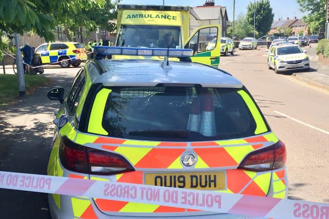 Emergency services at the scene in Dogsthorpe