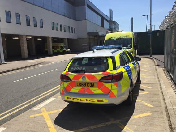 Police at the hospital today