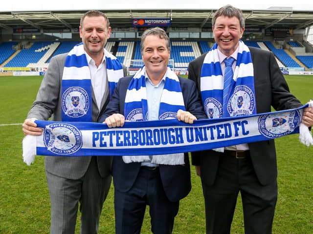 Posh co-owners, from left, Darragh MacAnthony, Stewart Thompson and Dr Jason Neale.