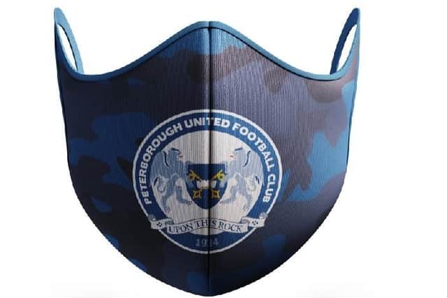 A Peterborough United face mask which is being sold