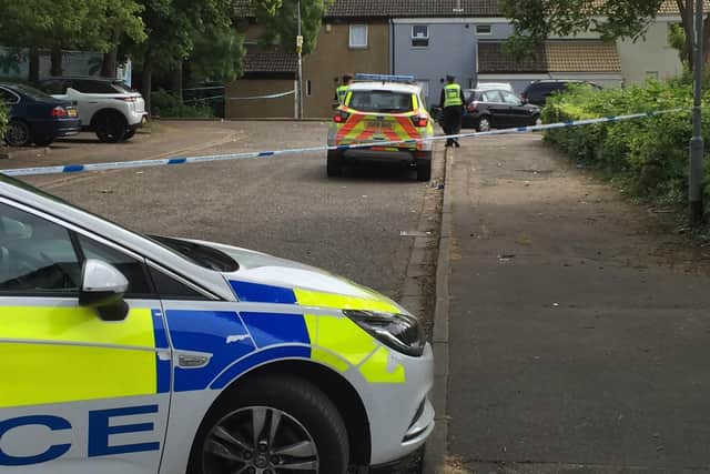 Police at the scene in Sheepwalk the morning after the street party