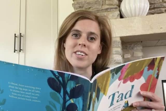 Princess Beatrice with a copy of Benji's book