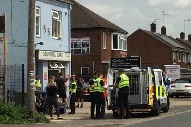 Police at the scene of a stabbing in Fengate
