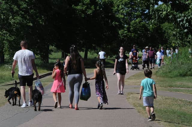 Families enjoying the sunshine in Peterborough