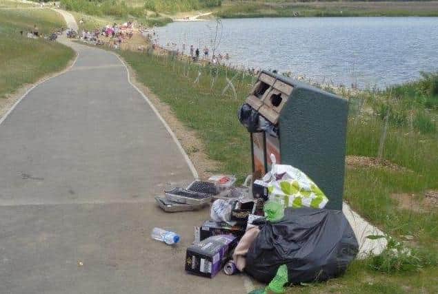 An overflowing bin at Teardrop lake
