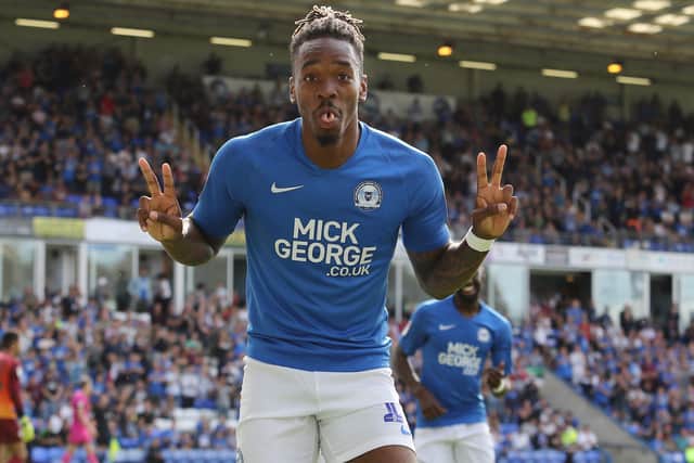 Ivan Toney celebrates a Posh goal.