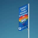 A Barratt Homes flag at one of its developments showing support for the NHS