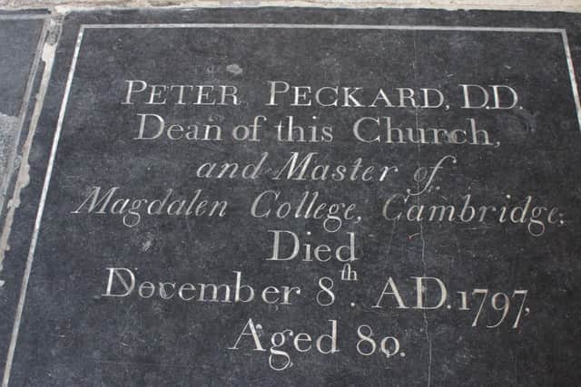 The grave slab remembering 18th century anti-slavery campaigner Peter Peckard. EMN-201106-154048001