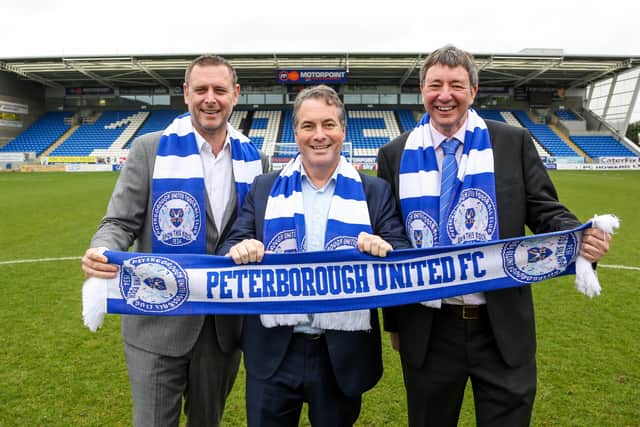 Posh co-owners, from left, Darragh MacAnthony, Stewart 'Randy' Thompson and Dr Jason Neale.
