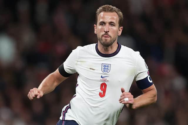 Harry Kane playing for England against Hungary. Photo: Julian Finney/Getty Images.