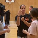 Youngsters take part in the self defence lessons