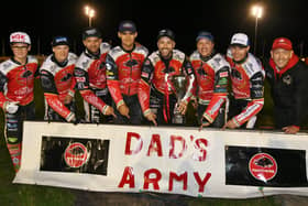 The 'Dad's Army' celebrate their Grand Final victory. Photo: David Lowndes.