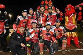 Peterborough Panthers celebrate their Grand Final victory. Rob Lyon is front left. Photo: David Lowndes.
