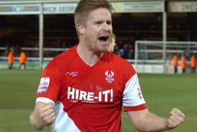 Michael Gash after helping KIdderminster knock Posh out of the FA Cuip in 2014.