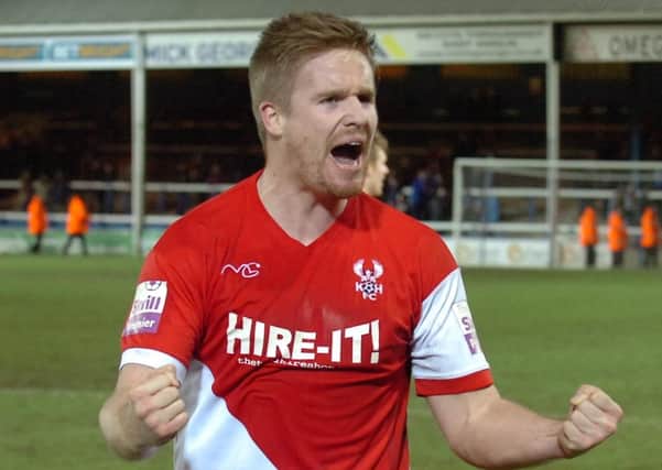 Michael Gash after helping KIdderminster knock Posh out of the FA Cuip in 2014.