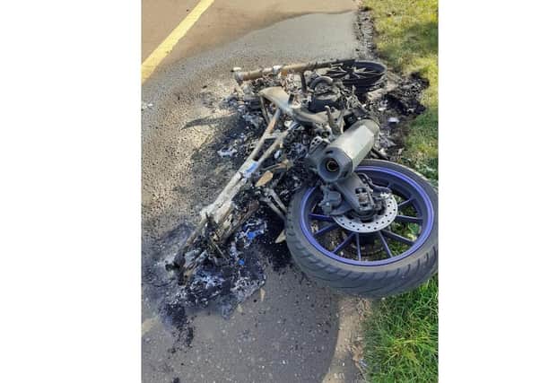 The burnt out bike in Gunthorpe. Photo: Cllr Sandra Bond.