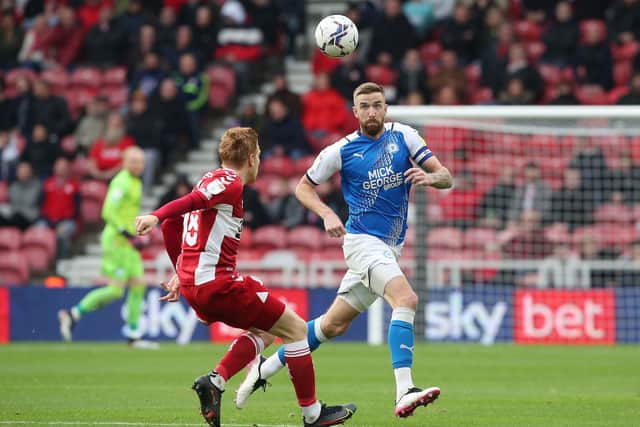 Mark Beevers of Peterborough United in action against Middlesbrough. Photo: Joe Dent/teposh.com.