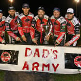 Peterborough Panthers proudly display their nickname after securing Grand Final glory. Nicholls is holding the trophy. Photo: David Lowndes.