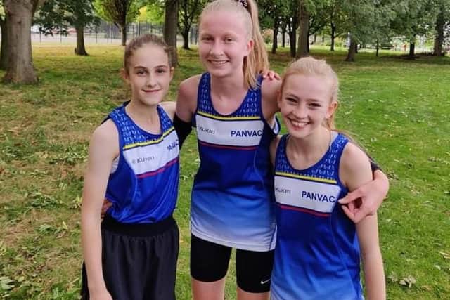 Peterborough Nene Valleys' winning girls under 15 team of Erin Walker, Evie Hemmings and Faith Perkins.