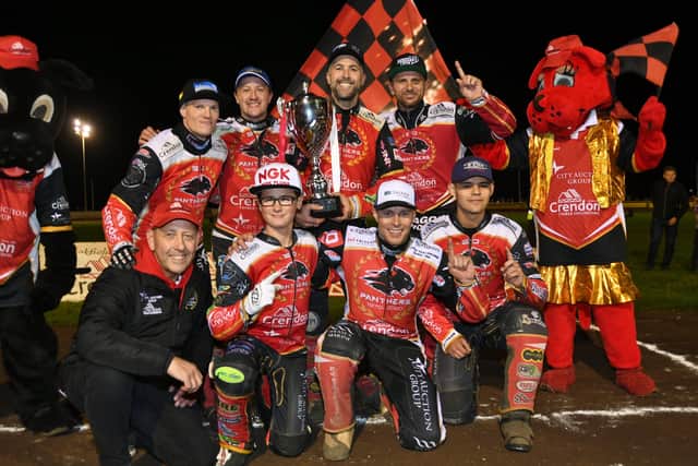 Peterborough Panthers celebrate their Premiership title success in 2021. Photo: David Lowndes.