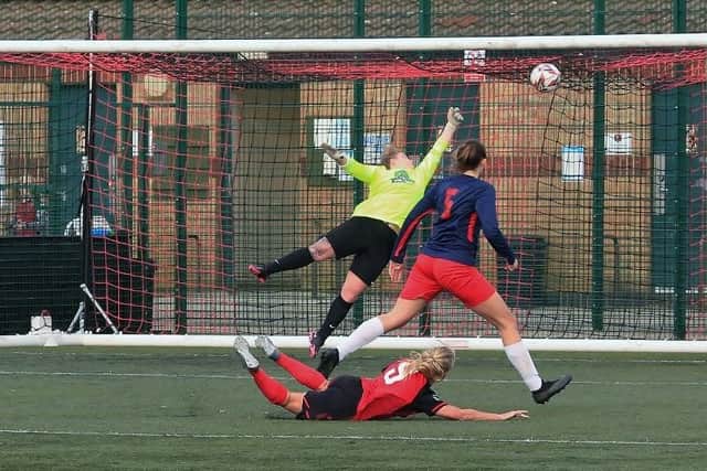 It's a goal for Netherton United against Anstey Nomads in the Women's FA Cup. Photo: Roger Ellison.