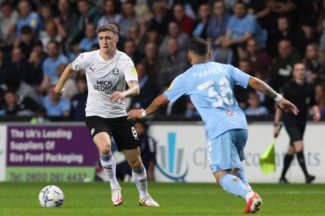 Jack Taylor in action for Posh at Coventry City earlier this season. Photo: Joe Dent/theposh.com.
