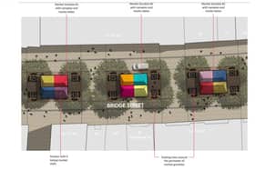 An aerial view of what the market on Bridge Street could look like.