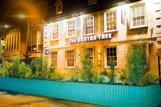 The new outdoor seating at The Banyan Tree in Westgate at night