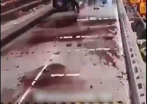 The broken bottles on the floor in Sainsbury's