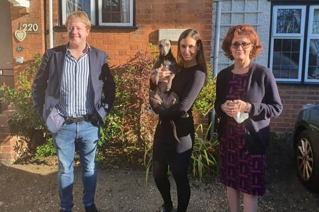 From left Peterborough MP Paul Bristow with the new owners of Florence House, Yasamine Watts and Touran Watts.