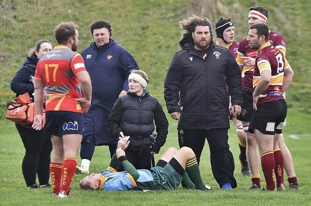Injury forced the referee to retire from action during Peterborough's win over Towcestrians on Saturday (Picture: David Lowndes)