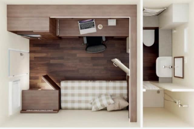 Inside one of the bespoke cabins.