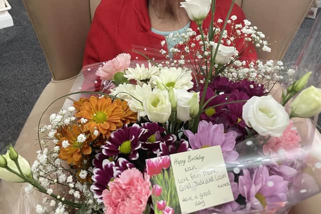 Connie received beautiful flowers from her grandchildren