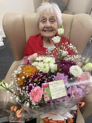 Connie received beautiful flowers from her grandchildren