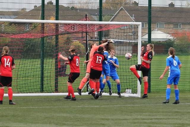 Action from Netherton v Knowle in the Women's FA Cup.  Photo: Roger Ellison.