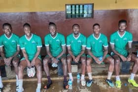 Idris Kanu (third right) with his Sierra Leone teammates.
