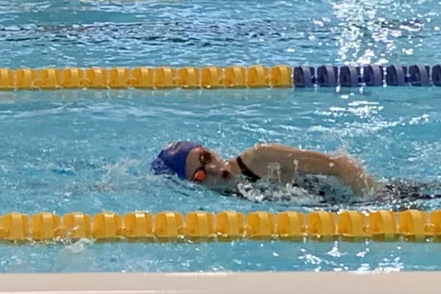 Isabella Howser during the swimming discipline at the British Tetrathlon Championships