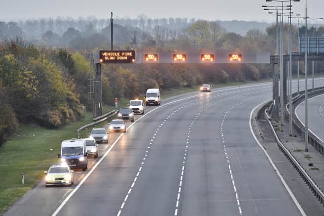 The scene on the A1 following the incident