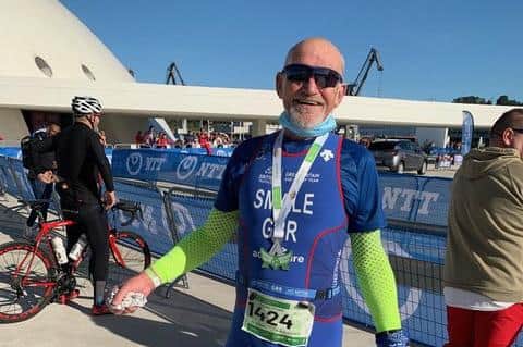 Bryan Smale during the duathlon in Spain.