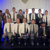 Peterborough Town with their haul of Northants League trophies.