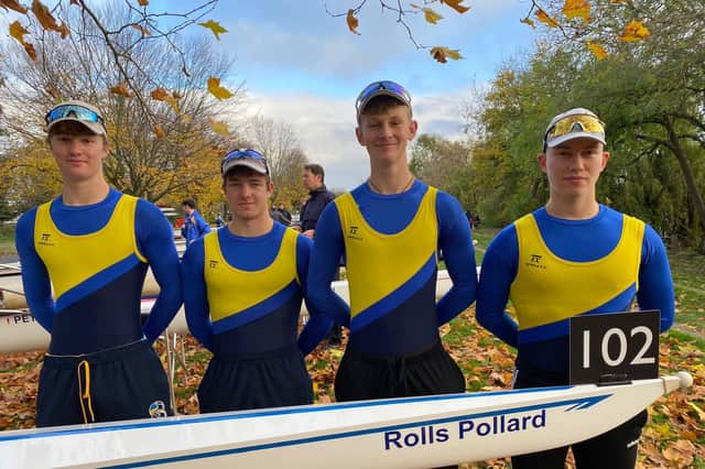 Peterborough City rowers at the Thames, from the left, Bert Papworth, Daniel Armstrong, Jack Wakefield-Lilley and Thomas Calver.