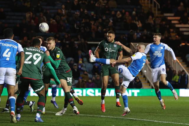 Posh in action during their last home match against Barnsley. Photo: Joe Dent/theposh.com