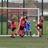 Action from Netherton United's first round win over Knowle FC in the Women's FA Cup. Photo: Roger Ellison.