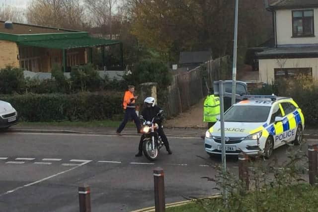 Police at the scene of the incident along Eyebury Road on Wednedsay morning.