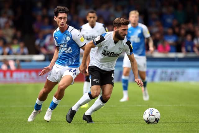 Joel Randall of Peterborough United in action.