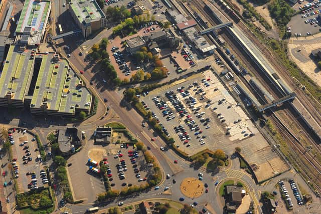 Aerial of City Centre showing Queensgate and the Station Complex. ENGEMN00120131021130852