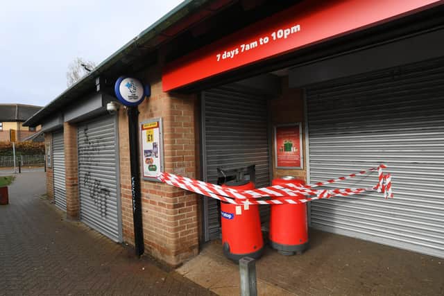 The aftermath of the break-in at the One Stop Shop in Parnwell centre.