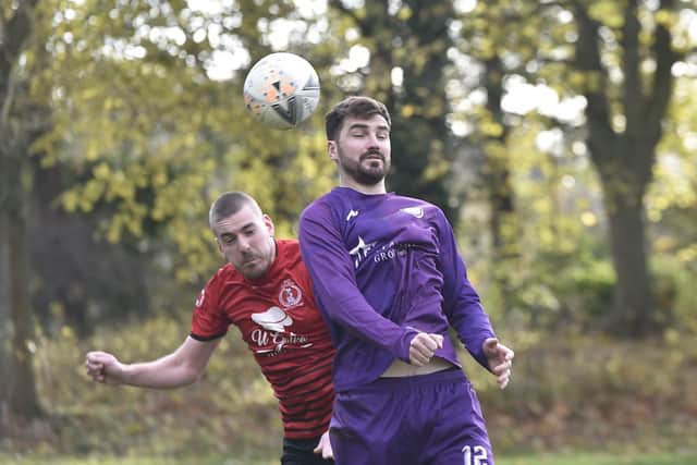 Action from Peterborough City (purple) v Polonia at Bretton Park. Photo: David Lowndes.