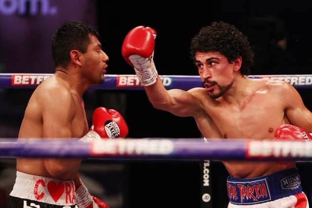 Jordan Gill (right) in action. Photo: Mark Robinson Matchroom Boxing.